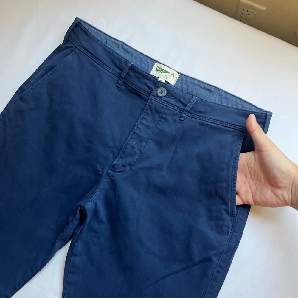 NWT‎ WELLEN blue cotton spandex blend slim straight leg pants